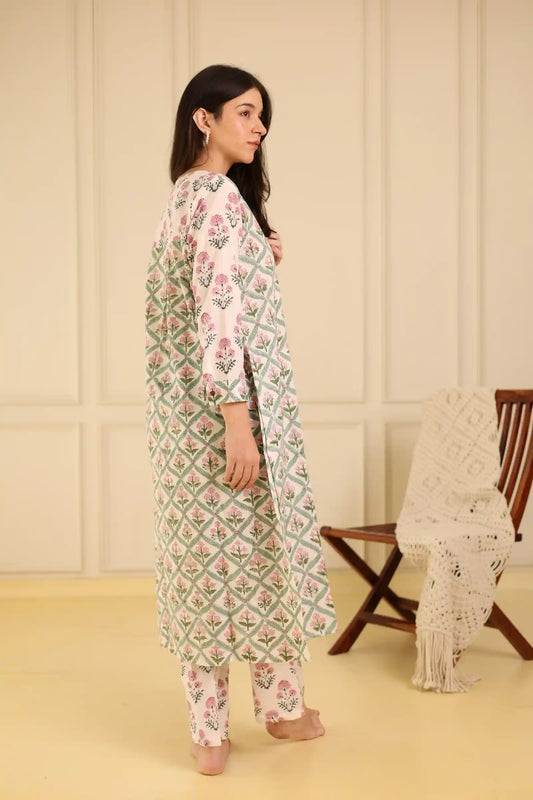 White Rose Kurta Set