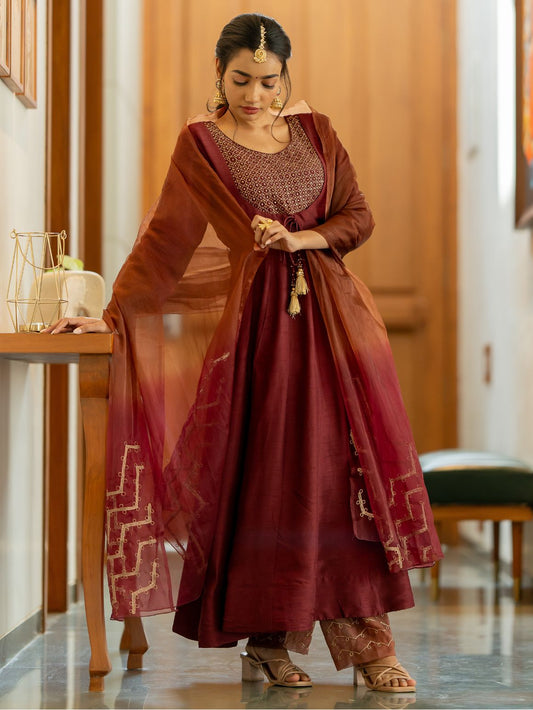 Wine Charm Anarkali Set