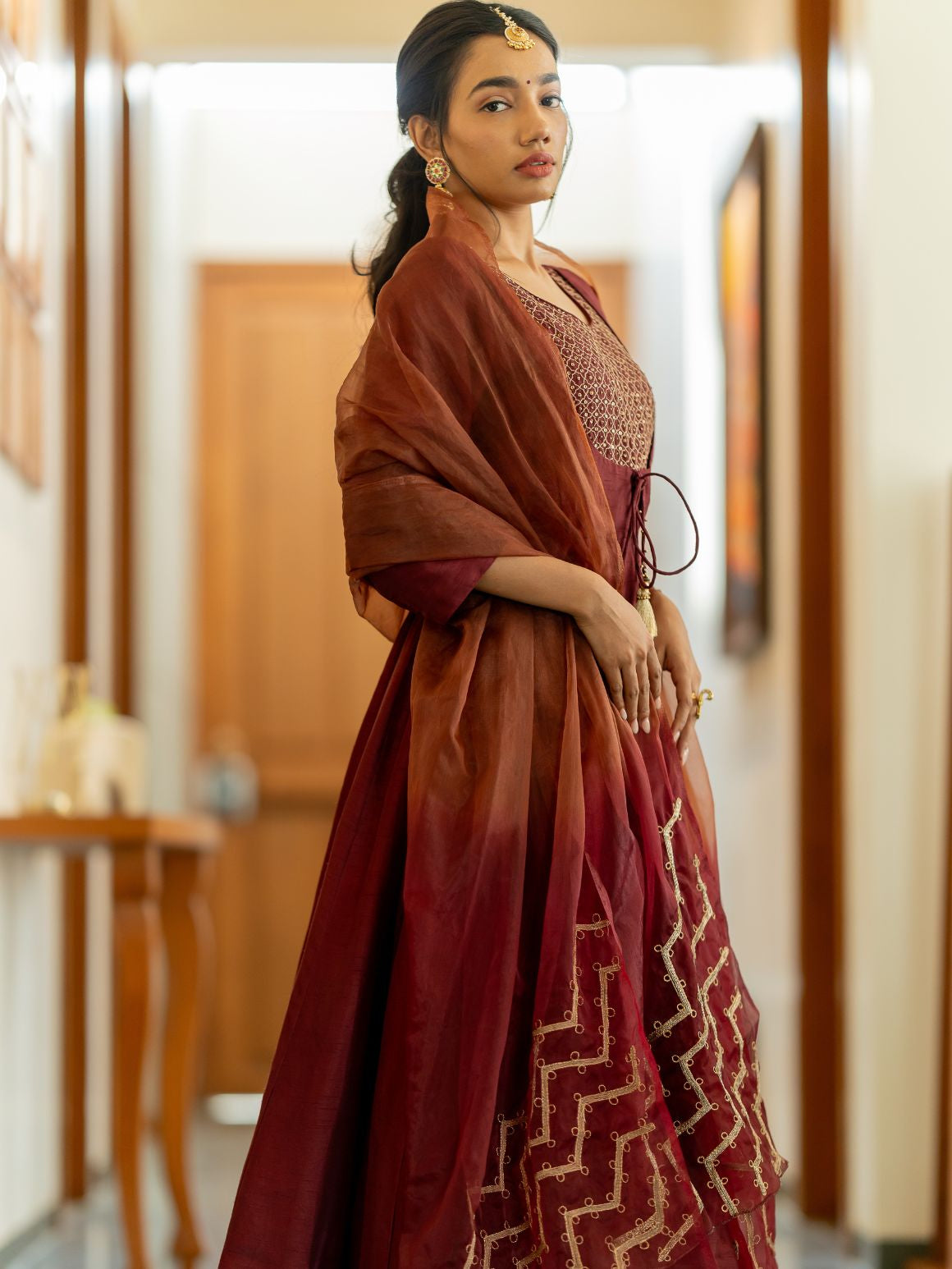 Wine Charm Anarkali Set