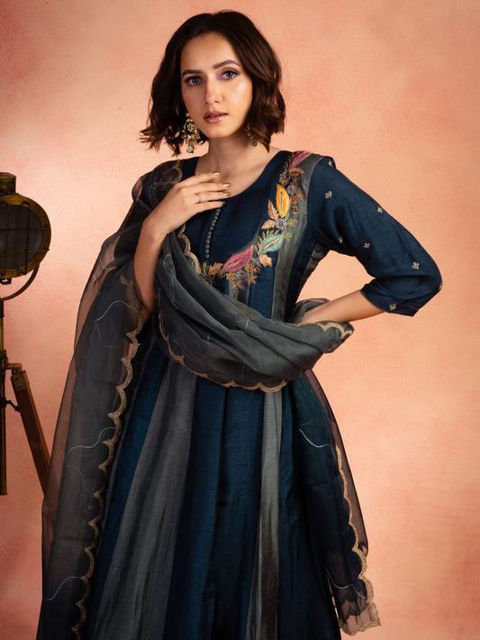Blue Two Tone Anarkali Set