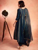 Blue Two Tone Anarkali Set