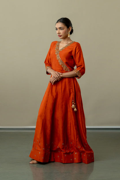 Coral Charm Angrakha Gown