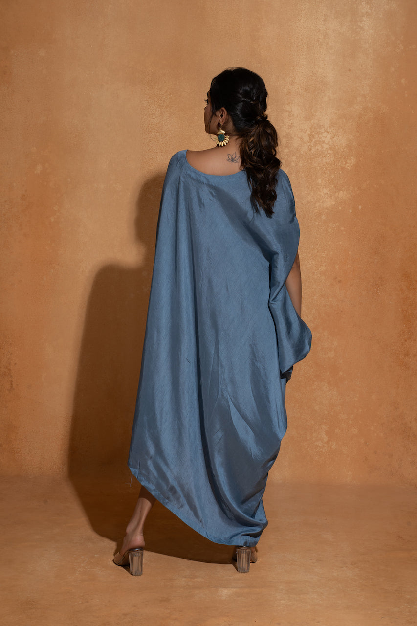 Aqua Blue Single Rose Kaftan