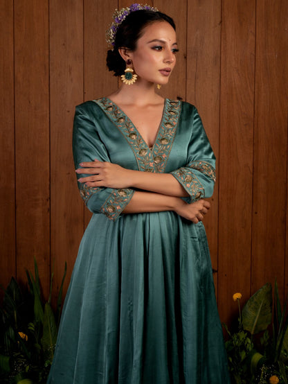 Blue V Neck Anarkali Set