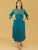 Blue Pleated Kurta Set