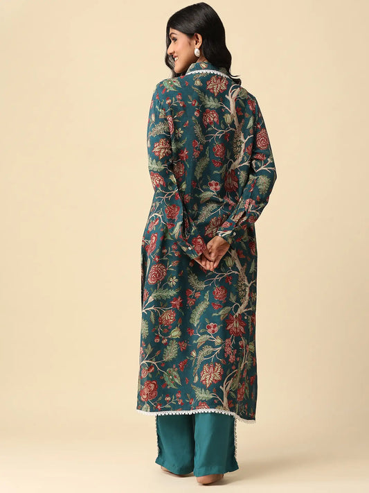 Botanica Teal Kurta Set for woman| By WoS