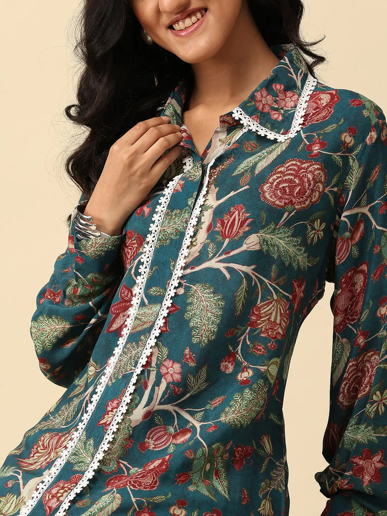 Botanica Teal Kurta Set | WoS
