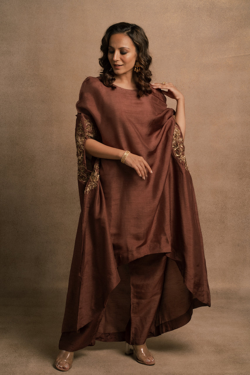 Brown Meraki Kaftan Kurta Set