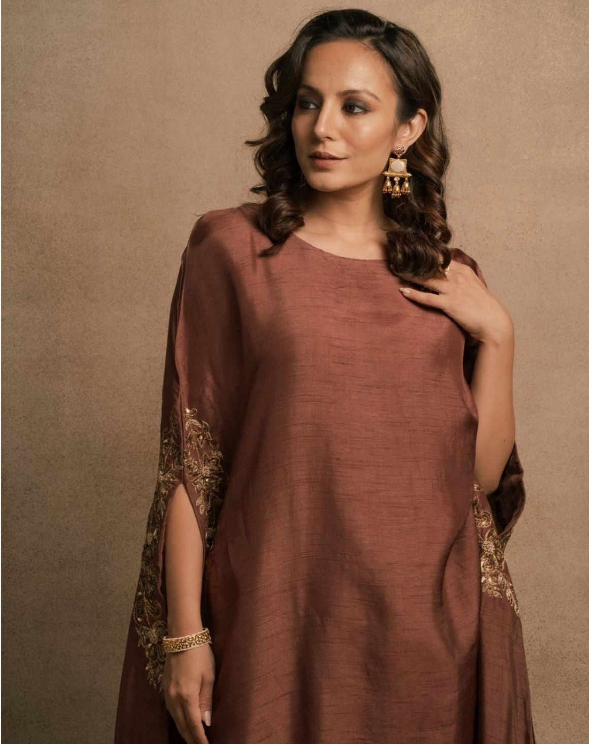 Brown Meraki Kaftan Kurta Set