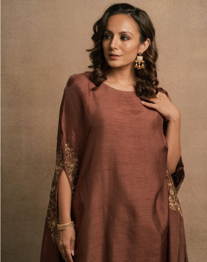 Brown Meraki Kaftan Kurta Set