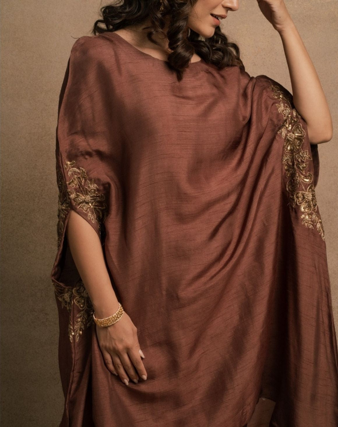 Brown Meraki Kaftan Kurta Set