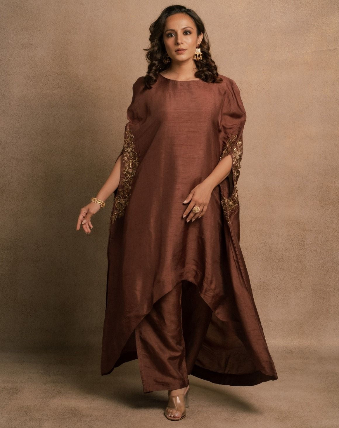 Brown Meraki Kaftan Kurta Set