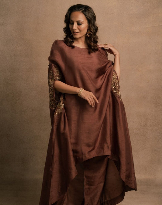 Brown Meraki Kaftan Kurta Set