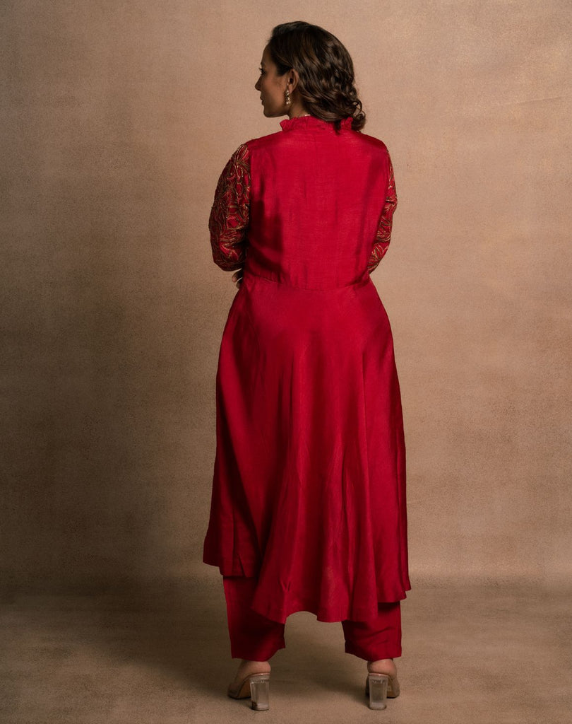 Cherry Frill Red Kurta Set