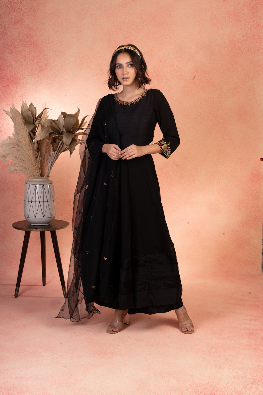 Classic Black Anarkali Set