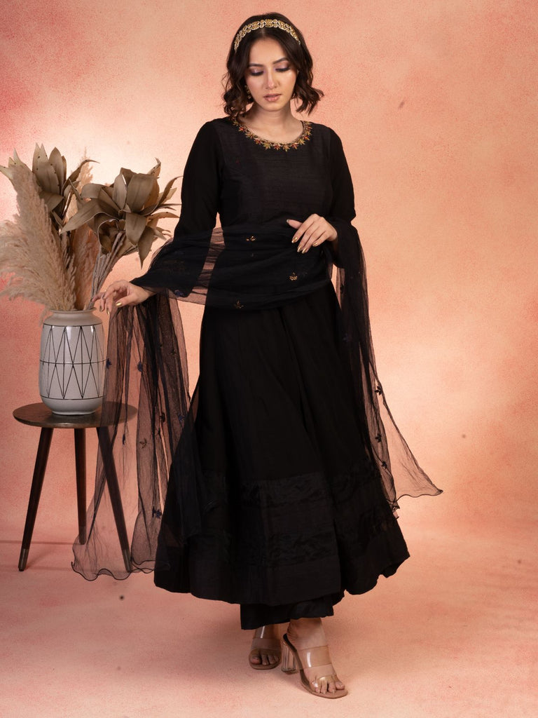 Classic Black Anarkali Set