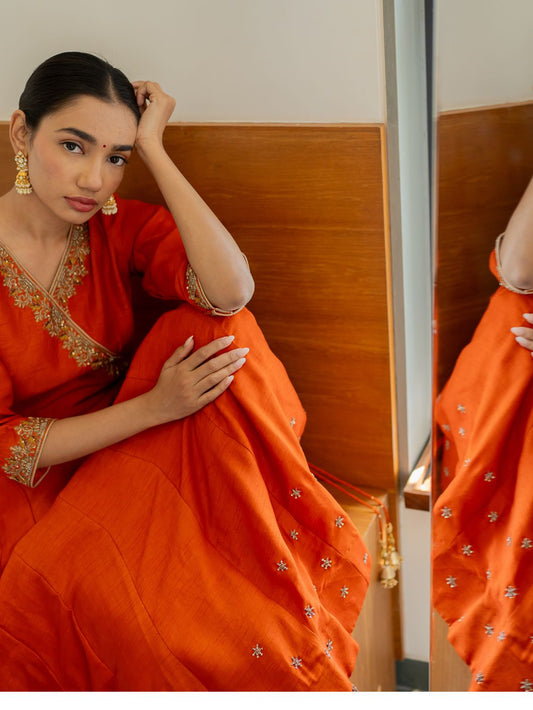 Coral Charm Angrakha Gown