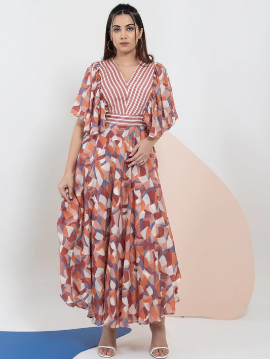 Crimson Prism Maxi Dress