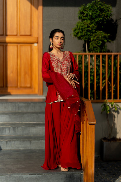 Ruby Radiance Sharara set