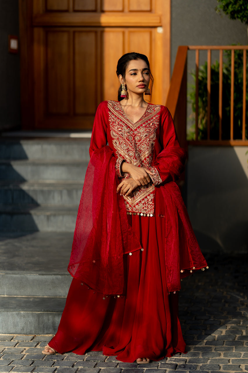 Ruby Radiance Sharara set