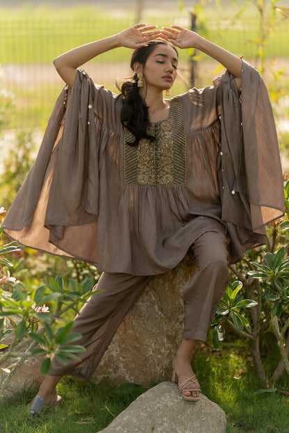 Mocha Metallic Kaftan set