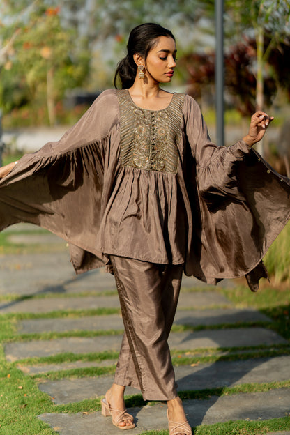 Mocha Metallic Kaftan set