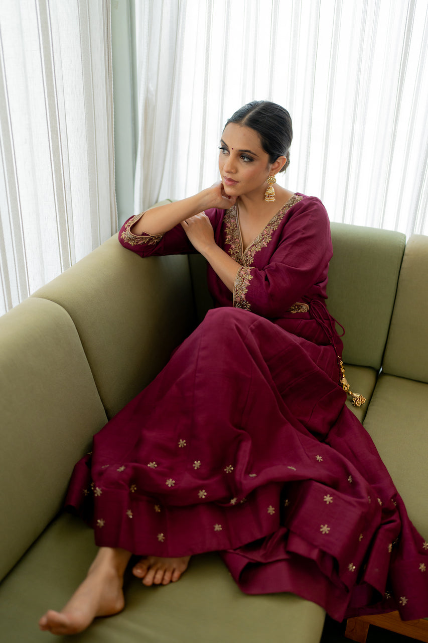 Plum Passion Angrakha Gown