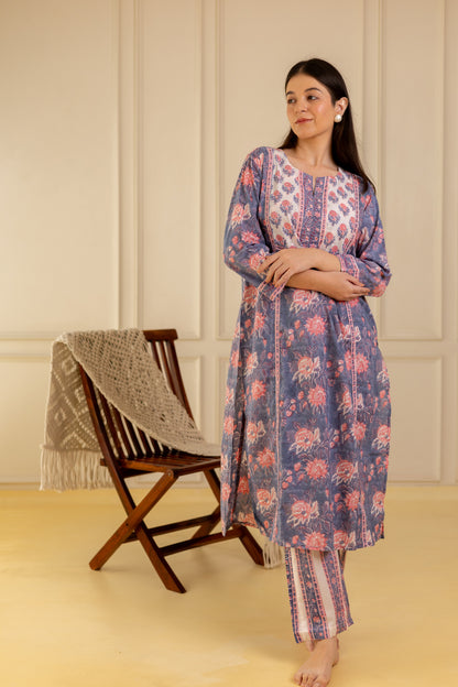 Lavender Bloom Kurta Seet