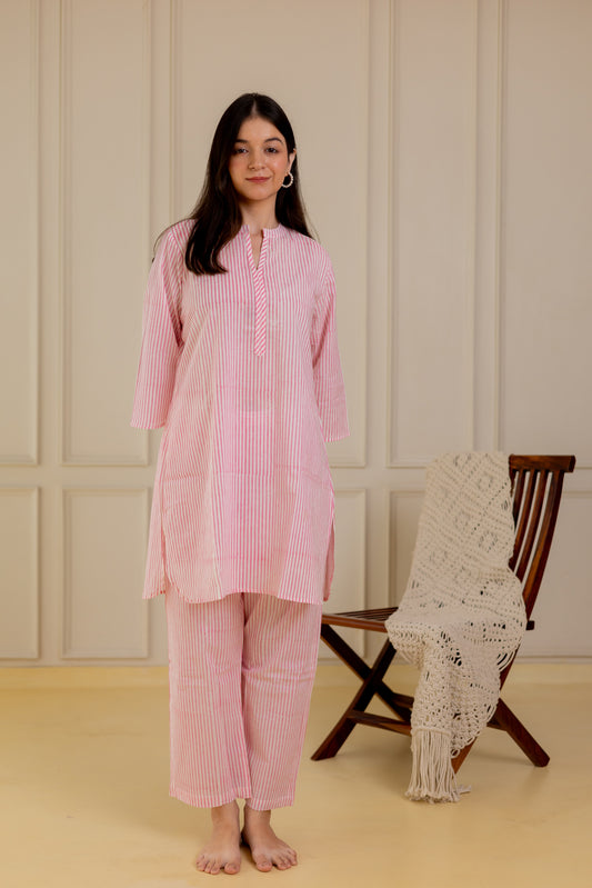 Pink Stripes Kurta Set