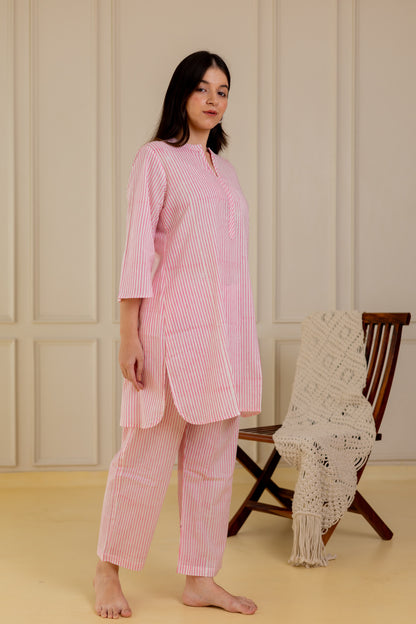 Pink Stripes Kurta Set