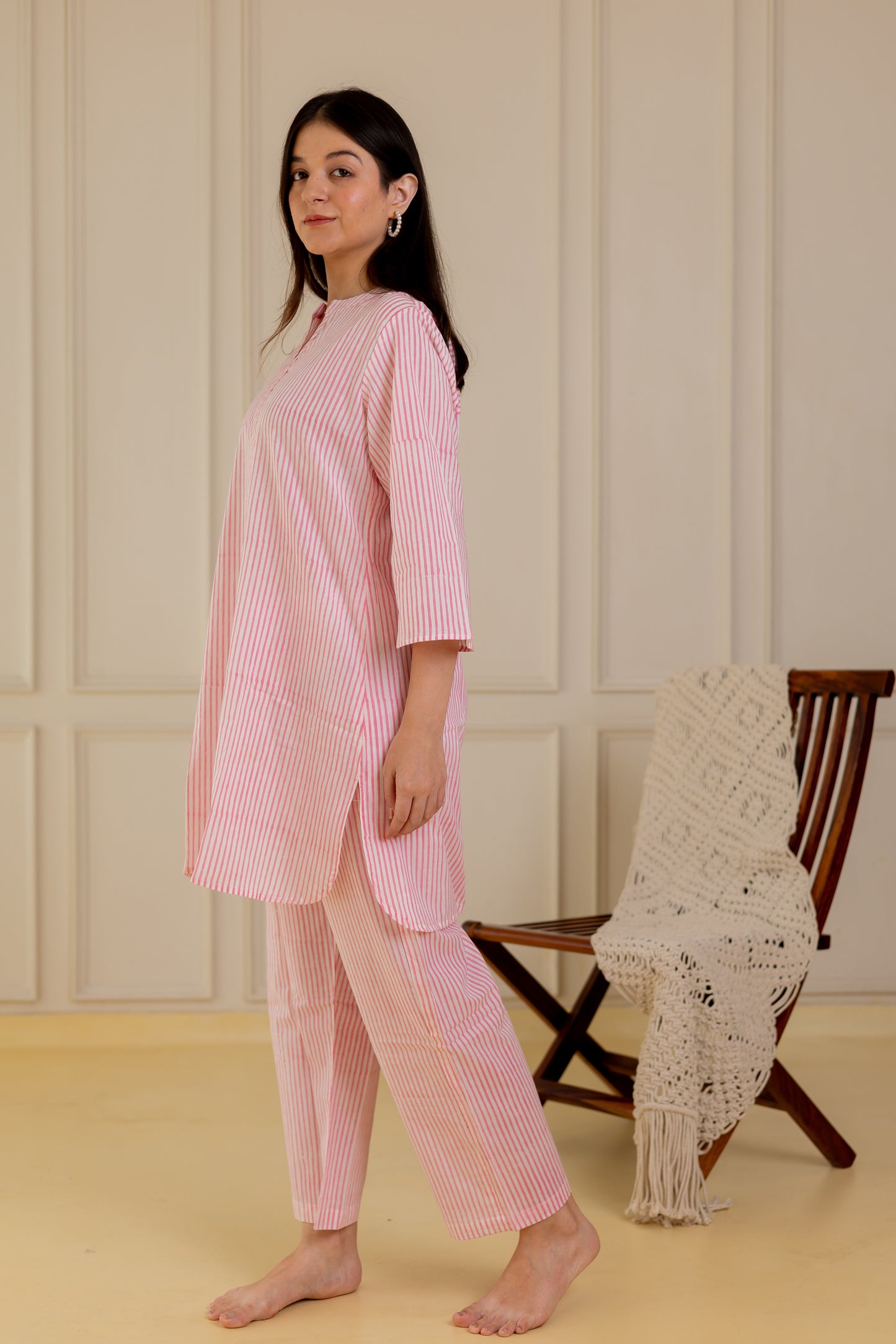 Pink Stripes Kurta Set