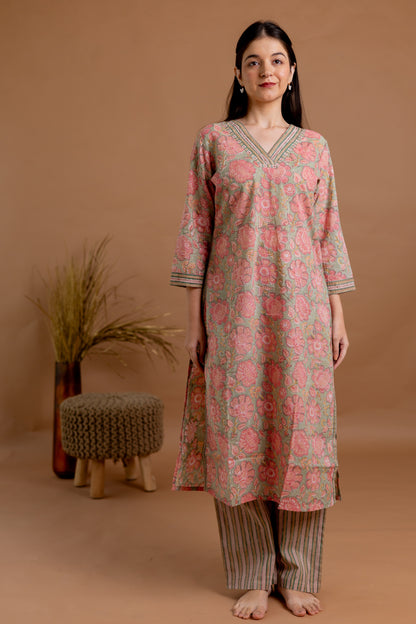 Rosy Blossom Kurta Set