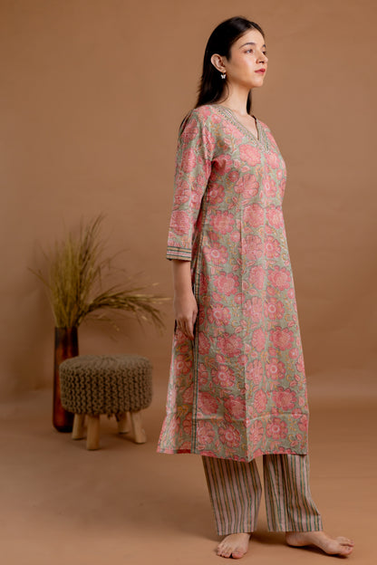 Rosy Blossom Kurta Set