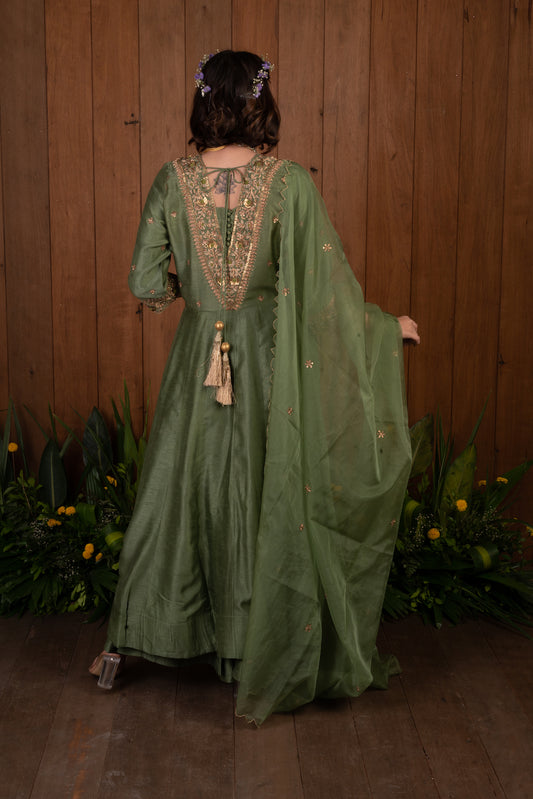 Green Anarkali Set