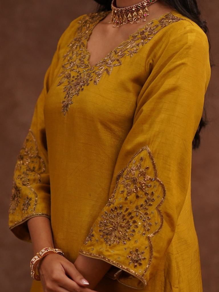 Mustard yellow traditional outfit For Woman