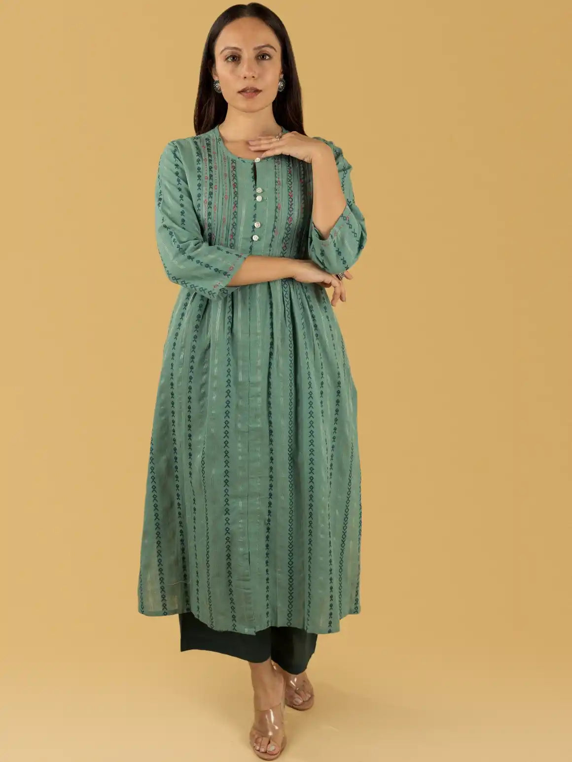 Jade Green Khadi Emb Set