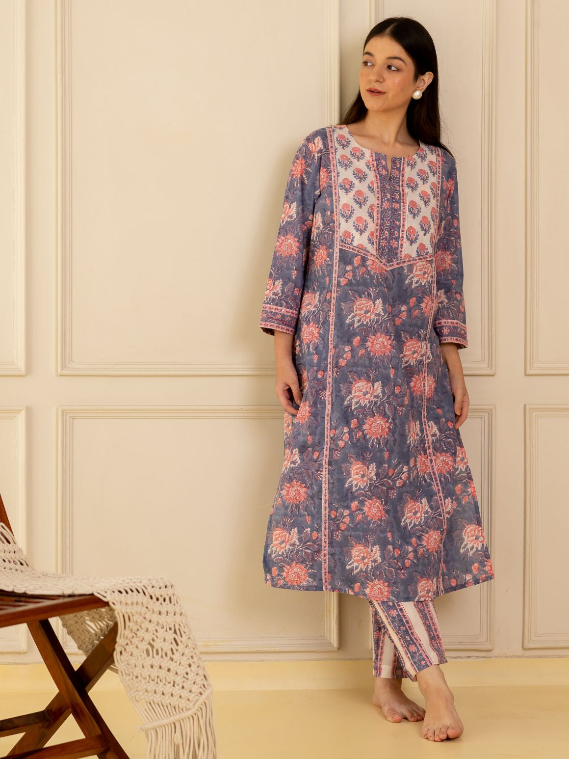 Lavender Bloom Kurta Set