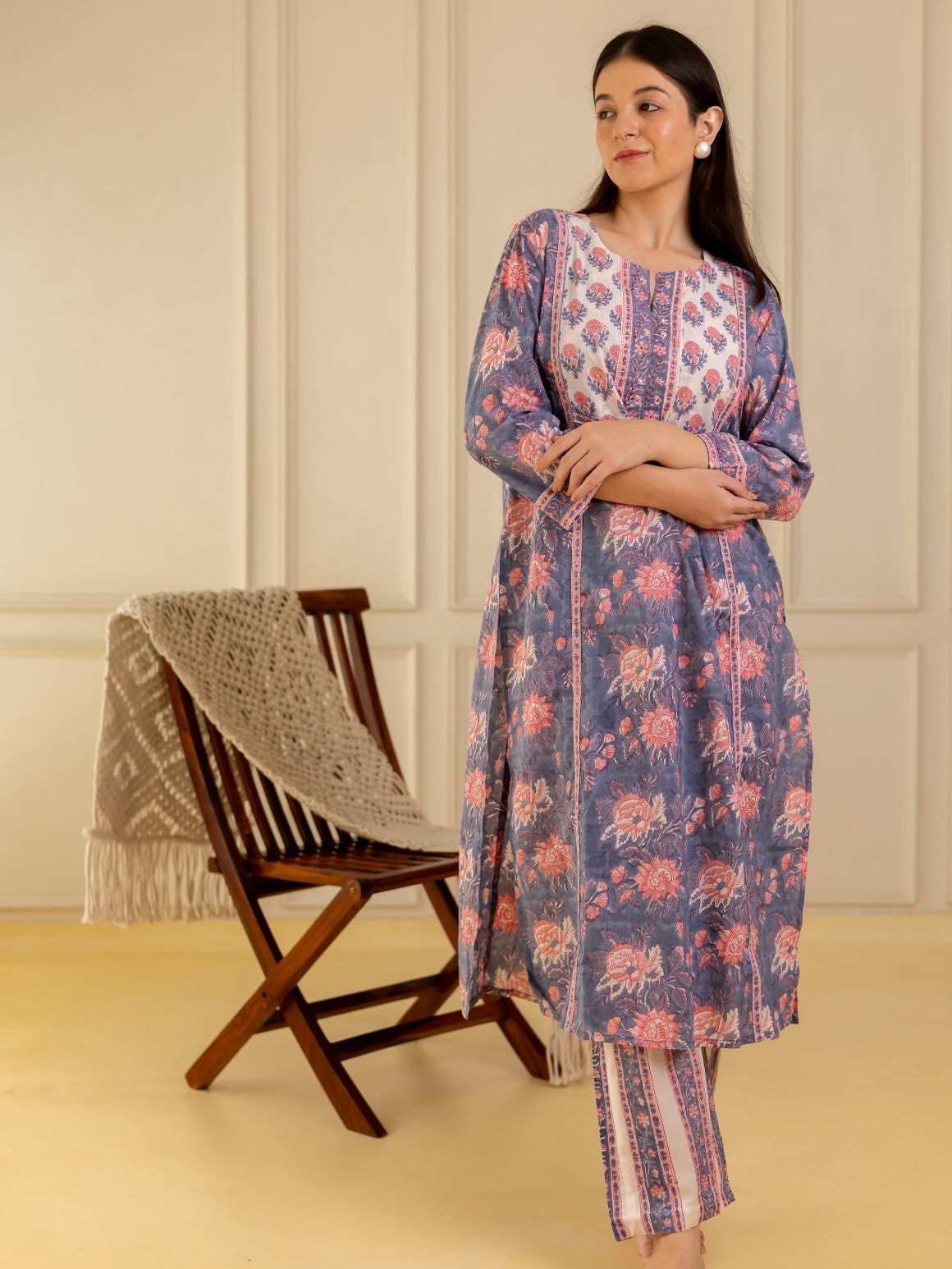 Lavender Bloom Kurta Set