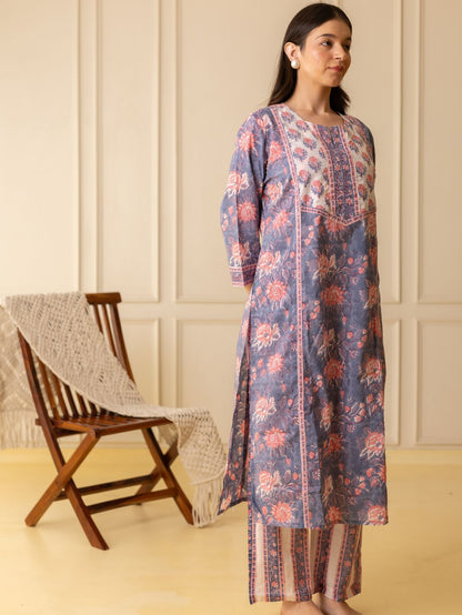 Lavender Bloom Kurta Set