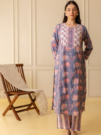 Lavender Bloom Kurta Set