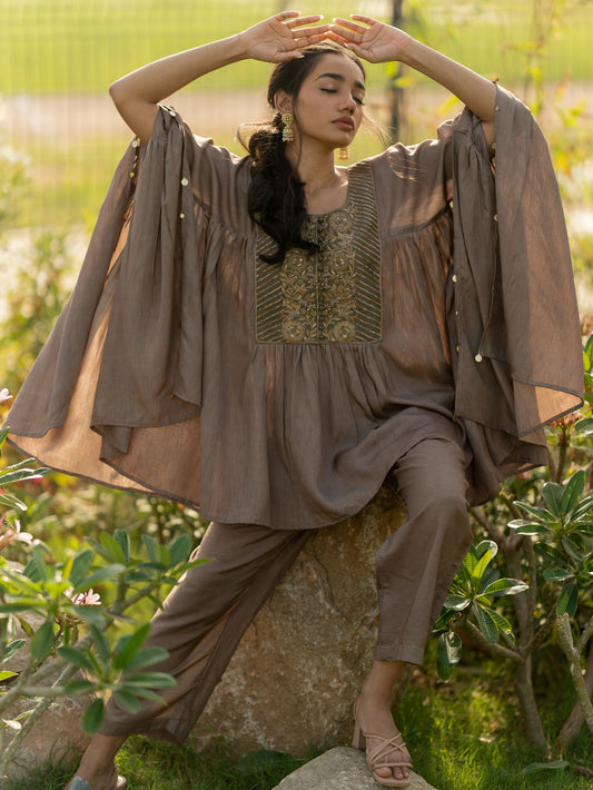 Mocha Metallic Kaftan set