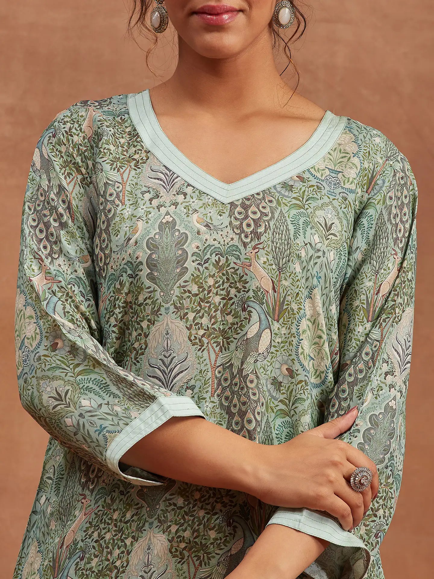 Cotton Crepe Kurta Set | Mor Baagh -The Garden Kurta Set