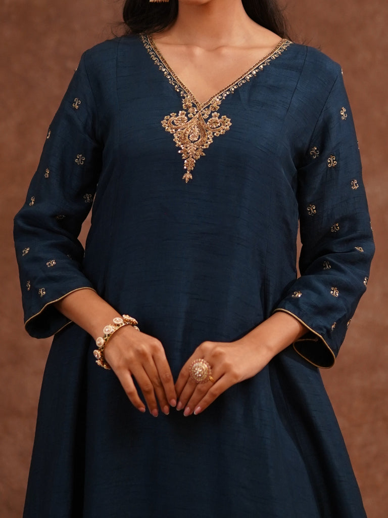 v neck embroidery kurta foe women 