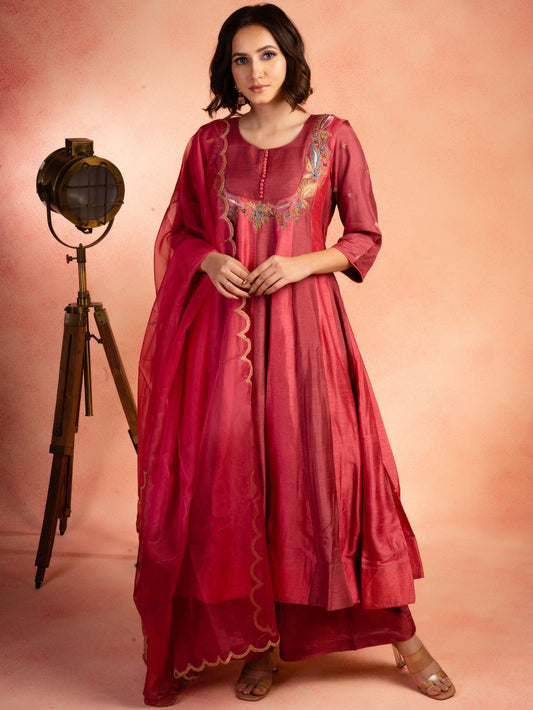 Pink Two Tone Anarkali Set