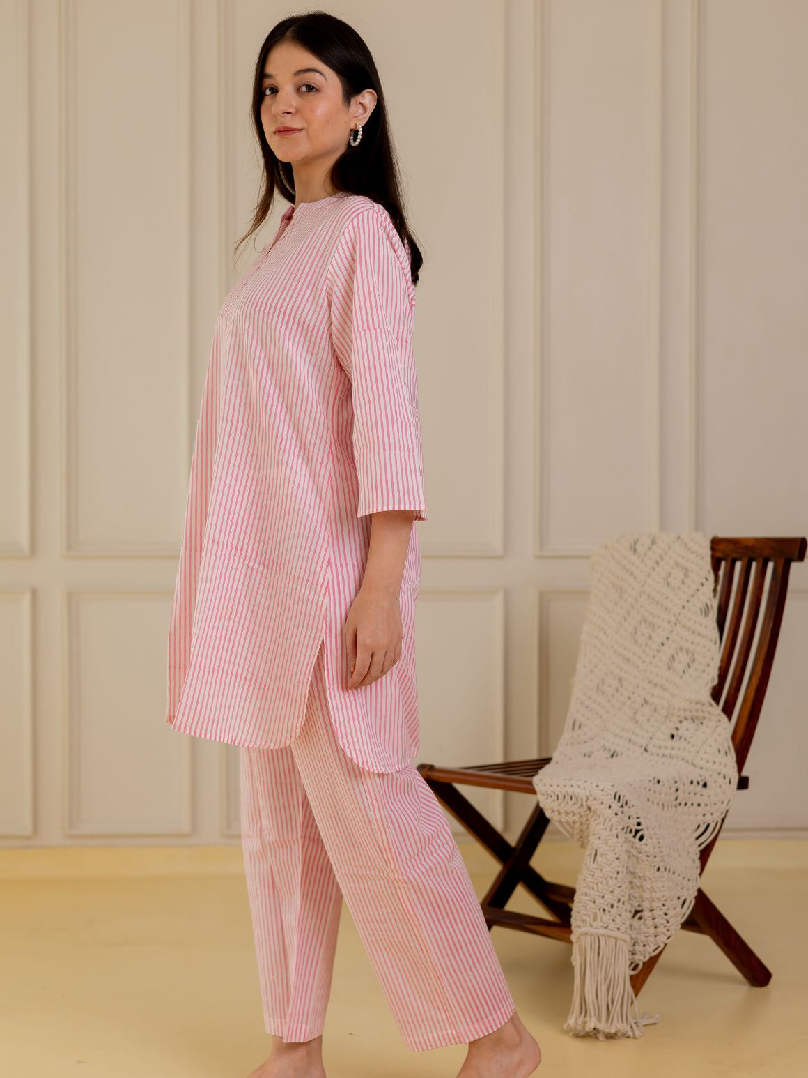 Pink Stripes Kurta Set