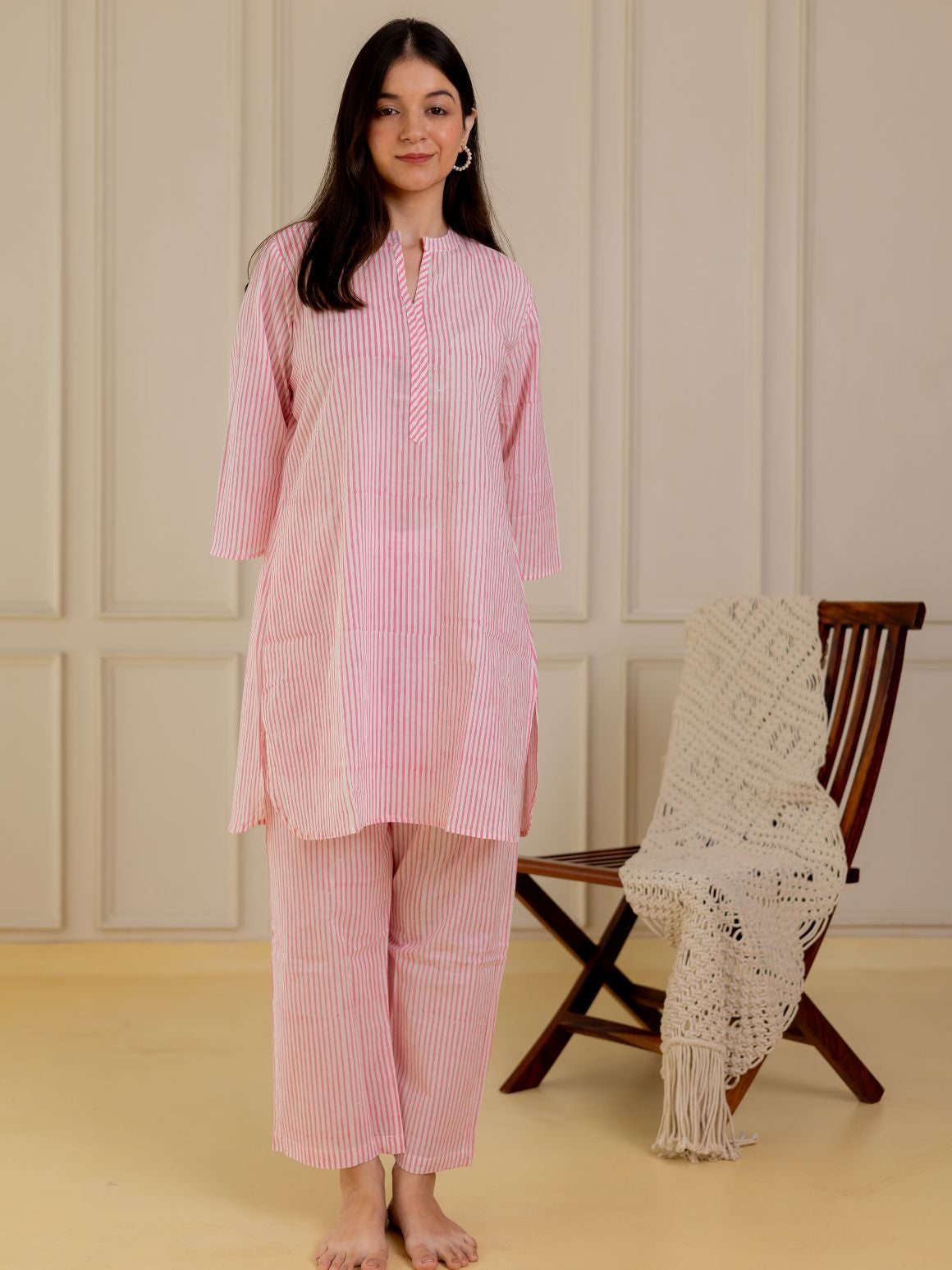 Pink Stripes Kurta Set