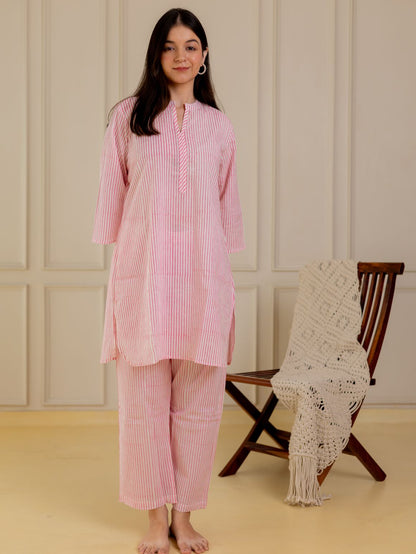 Pink Stripes Kurta Set