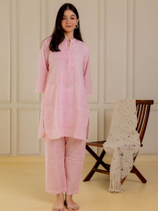 Pink Stripes Kurta Set