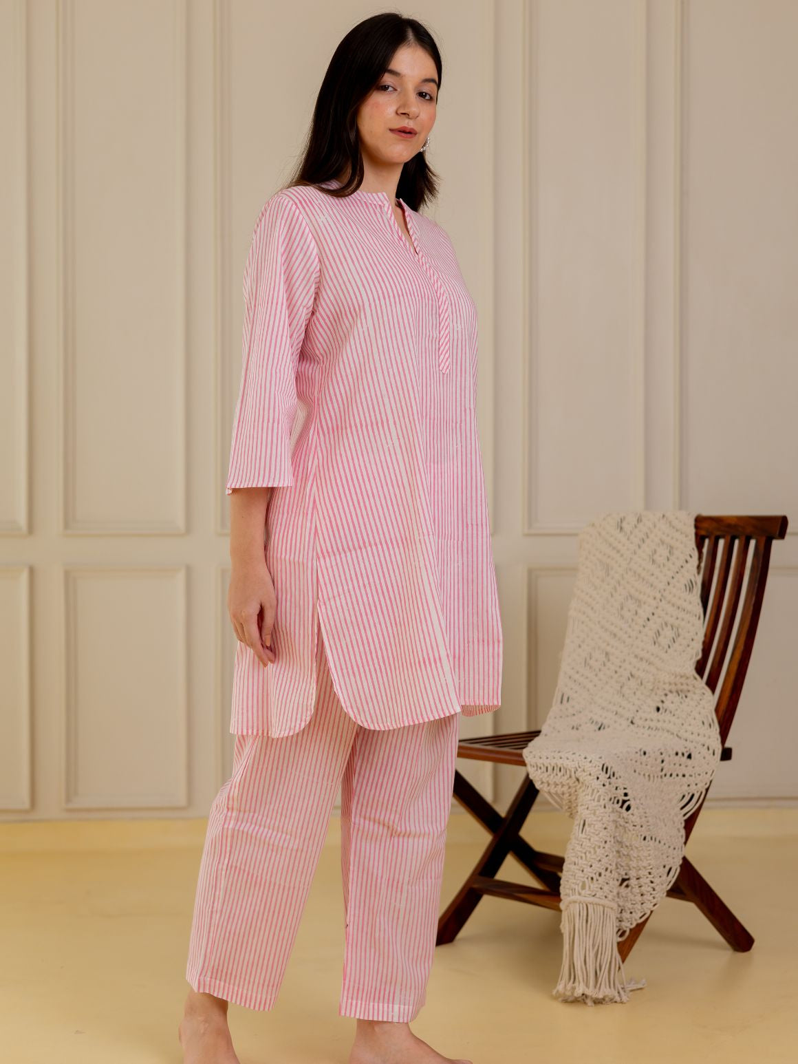 Pink Stripes Kurta Set