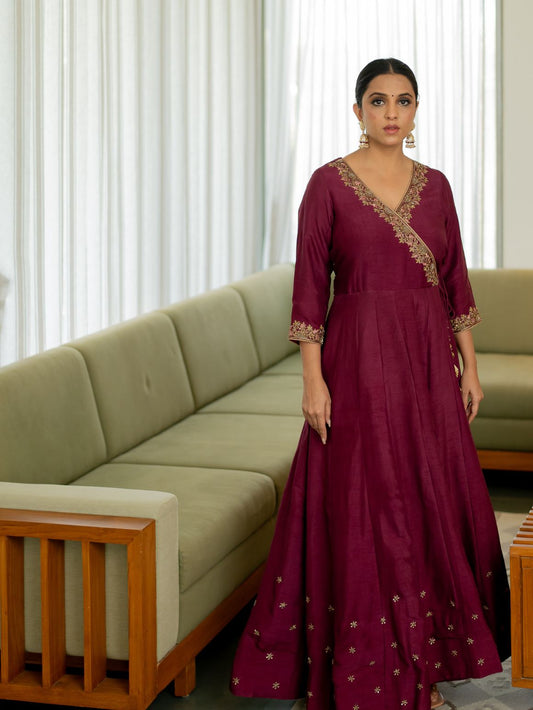 Plum Passion Angrakha Gown